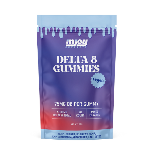 75mg delta 8 THC Gummies come with 20 gummies per pack and mixed flavors