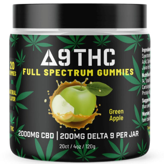 a photo of 10mg Delta 9 THC Gummies Green Apple for sale online