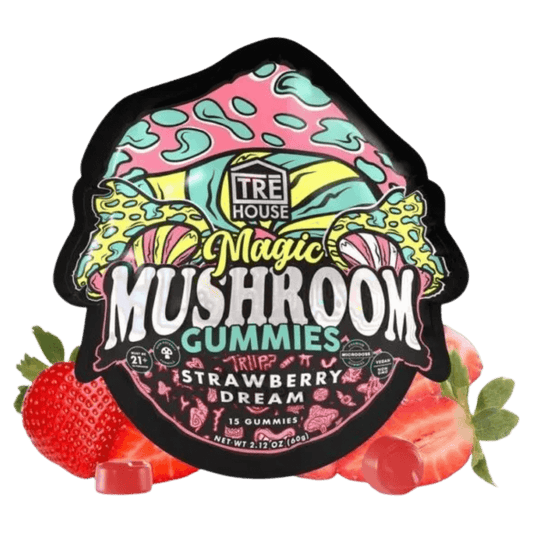 Strawberry Dream Magic Mushroom Gummies pack, bursting with dreamy strawberry flavor for a unique, euphoric adventure.