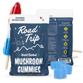 Road Trip Desert Stardust Rocket Pop Mushroom Gummies 8-count pouch featuring a vegan THC-free blend of Turkey Tail, Lion's Mane, Cordyceps, Chaga, and nootropics available at HempHealthNow