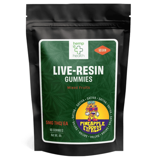 live resin Sativa gummies come with 42 per bag and 5mg of Delta 9 THC