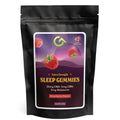 Image of Sleep Gummies packaging, showcasing the 42-gummy bag with natural raspberry flavor and CBD, CBN, and Melatonin info