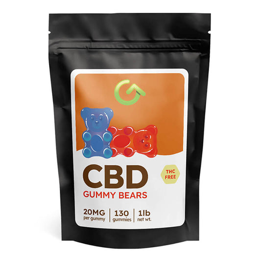 20mg hemp extract gummy bears in assorted fruit flavors – 130 count bag. 
