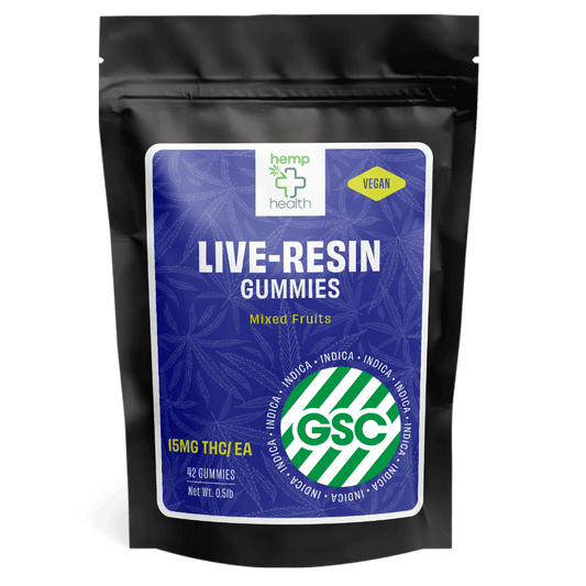 live resin delta 9 gummies made with GSC indica strain live resin