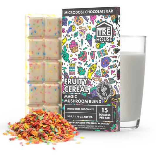 Vibrant Fruity Cereal Mushroom Chocolate Bar - A Fusion of Flavor and Magic.