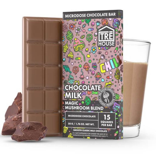 Chocolate Milk Mushroom Chocolate Bar - Creamy and Enchanting with 15 Squares.