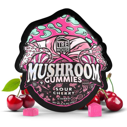 Sour cherry mushroom gummies Tre House 15 ct.